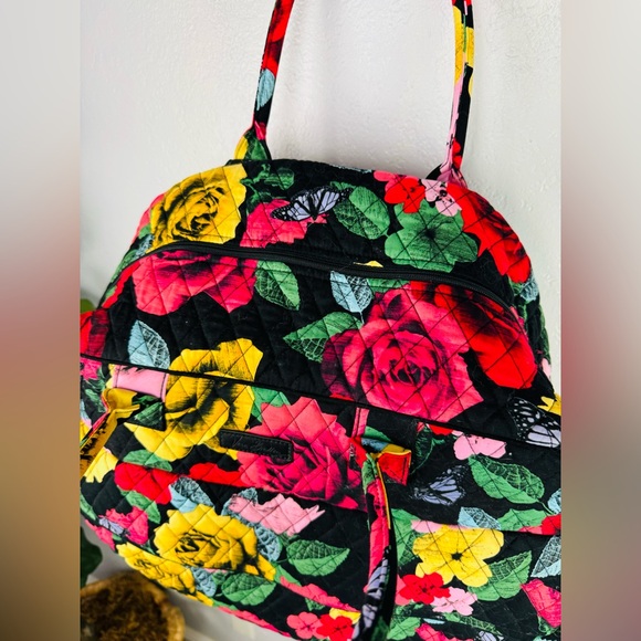 Vera Bradley Large Deluxe Duffle Bag Havana Rose Quilted Floral Retired Travel - Picture 7 of 15